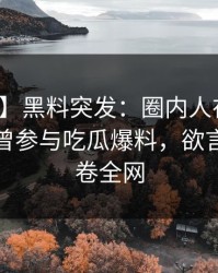 【爆料】黑料突发：圈内人在傍晚时分被曝曾参与吃瓜爆料，欲言又止席卷全网