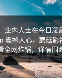 【紧急】业内人士在今日凌晨遭遇mogushipin 震撼人心，蘑菇影视在线观看全网炸锅，详情围观