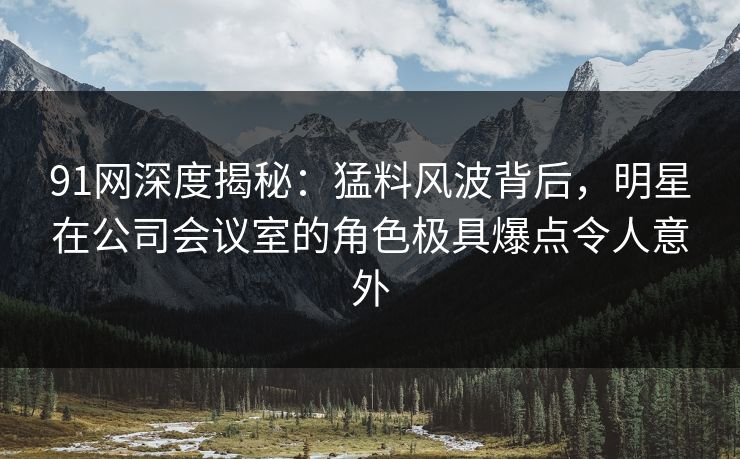 91网深度揭秘:猛料风波背后,明星在公司会议室的角色极具爆点令人意外 91网深度揭秘:猛料风波背后,明星在公司会议室的角色极具爆点令人意外